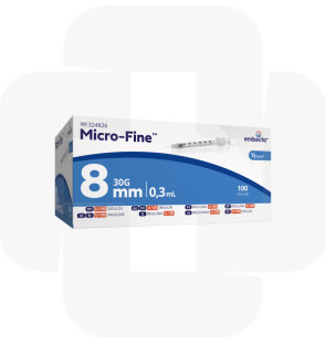 Seringa BD Micro-fine insulina 0,3mL c/agulha 30G 8mm escala 30 - cx100