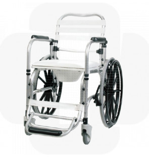 Cadeira de banho c/rodas e suporte de pés