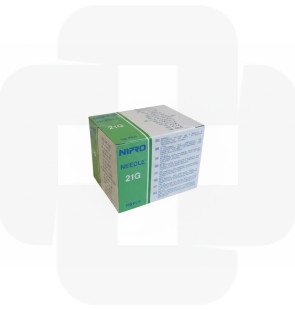 Agulha Nipro intravenoso verde 21G 0.8x25mm 1" cx 100