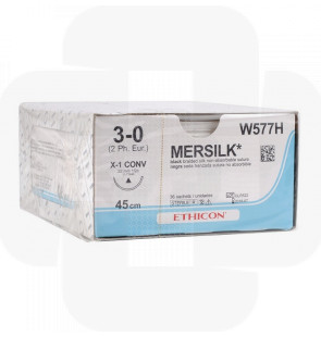 Fio de sutura Mersilk não absorvível 3/0 ag. lanceolada 26mm cx36