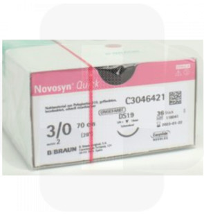 Fio de sutura Novosyn Quick Incolor 3/0 (2) 70cm DS19 cx36 