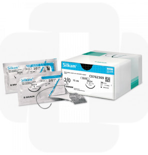 Fio de sutura Silkam preto 0 75cm HS26 cx12