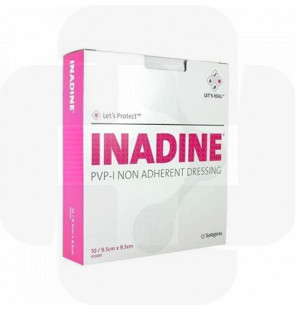 Inadine 9,5x9,5cm compressa impregnada de Iodopovidona cx25