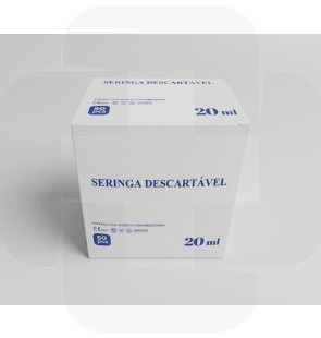 Seringa 2 peças Luer Slip cone excêntrico 20ml cx50