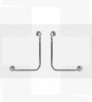 Apoio para banheira/chuveiro (direito) 2 pontos de fixação aço inoxidável polido Ø 35mm-610x460mm