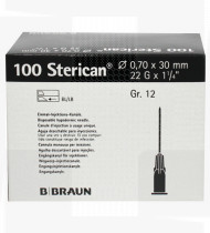 Agulha Sterican 22G x 1 ¼ 0,7x30mm- Preto cx100
