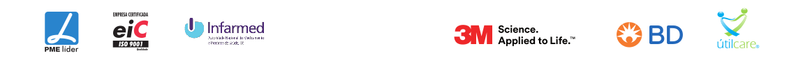logotipos Qualidade ISO 9001, logo 3M, logo BD, logo Utilcare